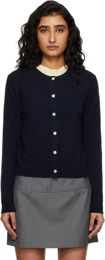 Dunst Navy Essential Crewneck Knit Cardigan In Black