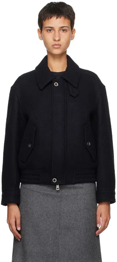 Dunst Navy Textured Jacket In Boucle Navy