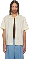 Dunst Off-white Collared Striped Shirt In Cream Stripe