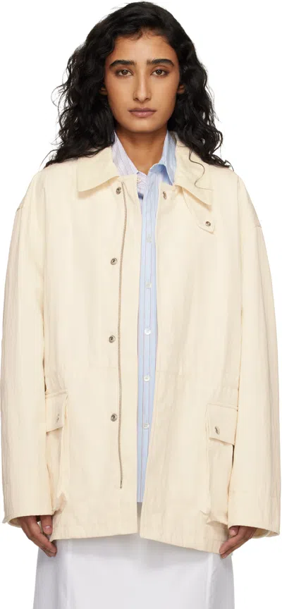 Dunst Off-white Cotton Chore Jacket In Neutral