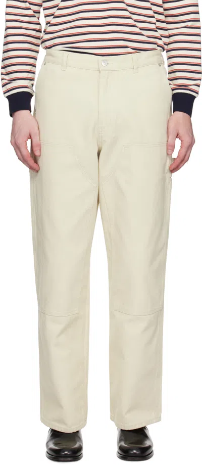 Dunst Off-white Patched Carpenter Canvas Trousers In Cream