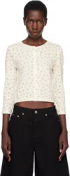 Dunst Off-white Pointelle Crewneck Cardigan In Cream/flower