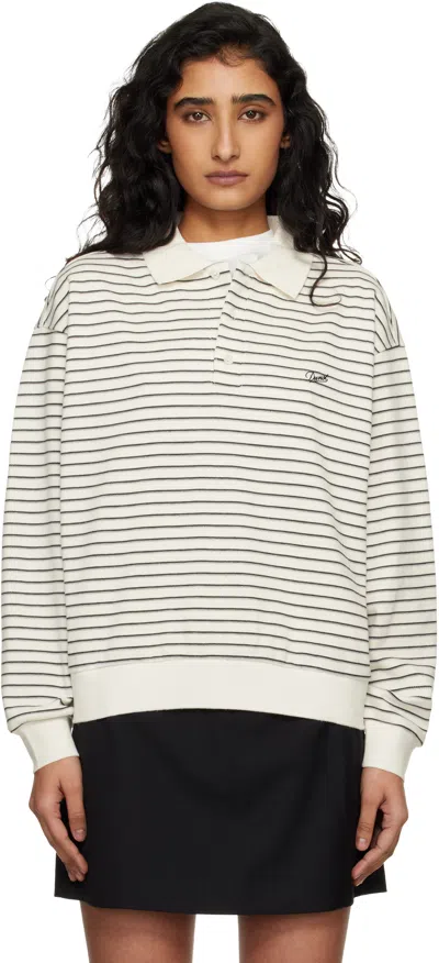 Dunst Off-white Striped Logo Collared Polo