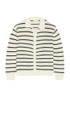 Dunst Open Collared Cardigan In 乳白色 & 海军蓝条纹