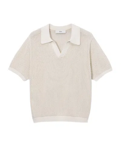 Dunst Open-knit Polo-collar T-shirt In Neutral