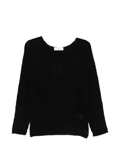 Dunst Open-knit Sweater In Black