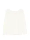 Dunst Crochet Crewneck Sweater Long Sleeves In White