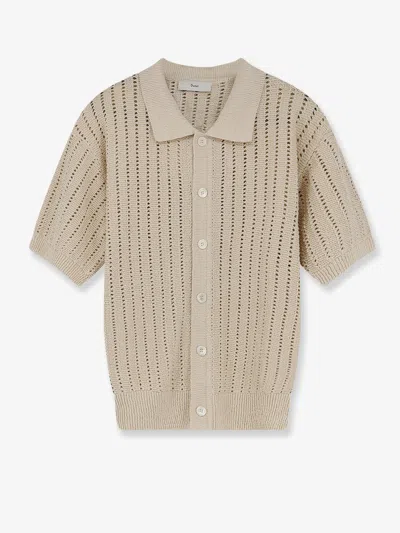 Dunst Openwork Cotton Cardigan In Sand