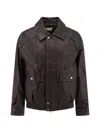 Dunst Oversized Grained-leather Jacket In Brown
