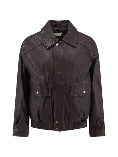 Dunst Oversized Grained-leather Jacket In Brown