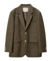 Dunst Brown Single-breasted Jacket With All-over Check Motif In Wool Woman In Brown