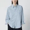 Dunst Oversized Light Blue Check Shirt Women In Blue