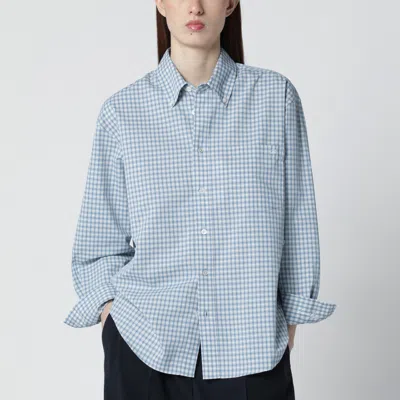 DUNST DUNST OVERSIZED LIGHT BLUE CHECK SHIRT WOMEN