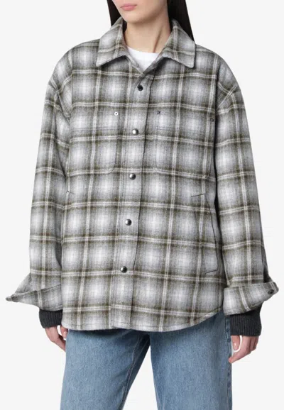 Dunst Oversized Quilted Check Flannel Shirt Jacket In Multicolor