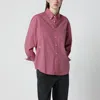 Dunst Oversized Button Down Checked Shirt Red Check In Pink