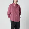 Dunst Oversized Button Down Checked Shirt Red Check In Pink
