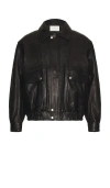 Dunst Oversized Vintage Leather Blouson In Black
