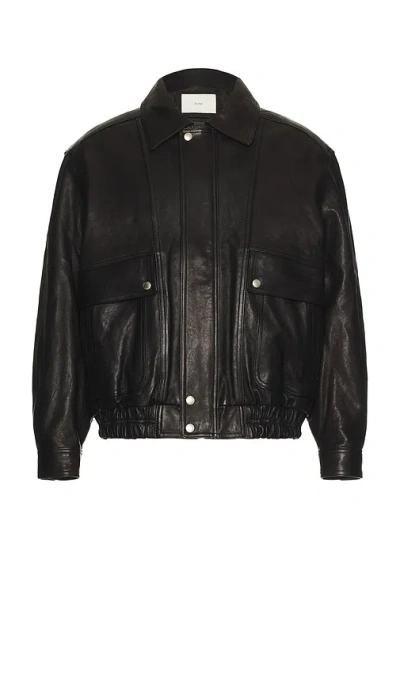 Dunst Oversized Vintage Leather Blouson In Black
