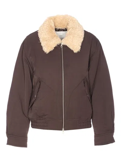 Dunst Brown Padded Jacket With Frontal Zip Closure In Multi