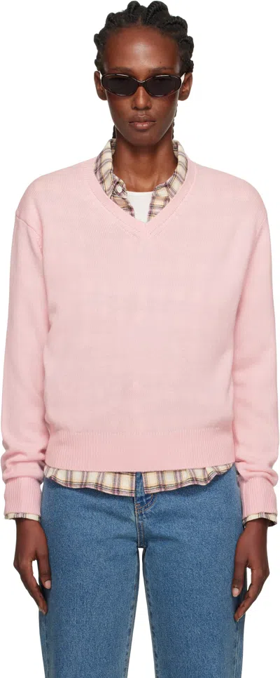 Dunst Pink Cashmere V-neck Sweater