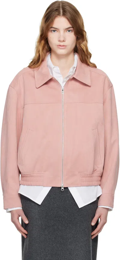 Dunst Pink Collared Faux-suede Jacket