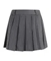 Dunst Pleated Mini Skirt With Pinstripe Weave In Gray
