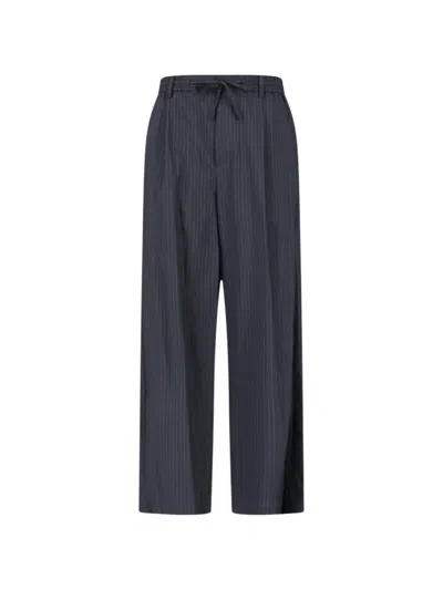 Dunst Pinstriped Drawstring Trousers In Gray