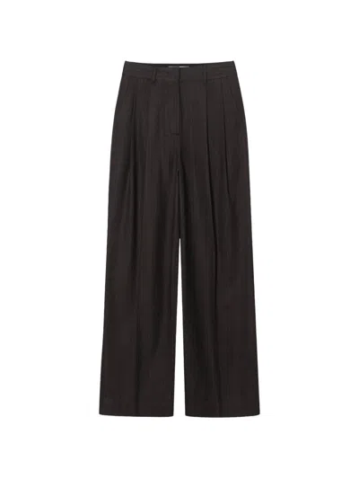 Dunst Pinstriped Pleated Trousers In Black