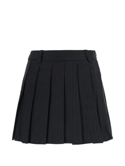 Dunst Pinstripe-print Pleated Skirt In Black