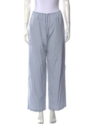 Pre-owned Dunst Plaid Print Wide Leg Pants W/ Tags In Blue