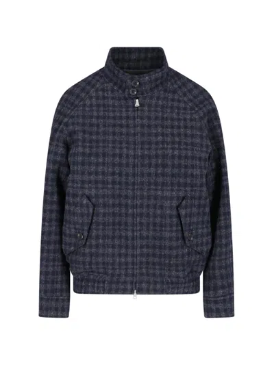 Dunst Plaid Wool Zip Jacket In Blue