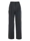 Dunst Double Pleated Wide Slacks In Gray