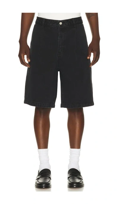 Dunst Pleated Bermuda Denim Shorts In Black