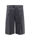 Dunst Pleated Check Wool Blend Bermuda Shorts In Blue