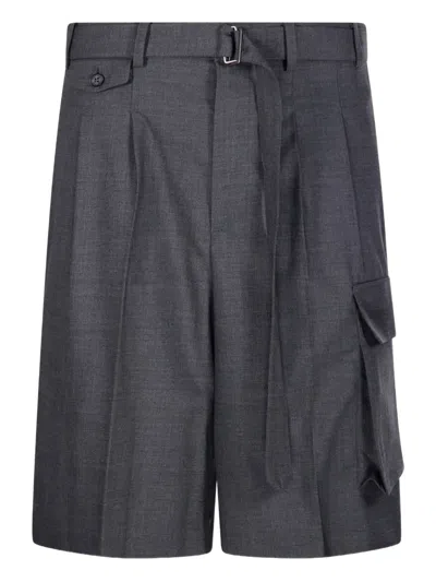 Dunst Pleated Cargo Shorts In Black