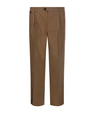 Dunst Pleated Chino Pants In Brown