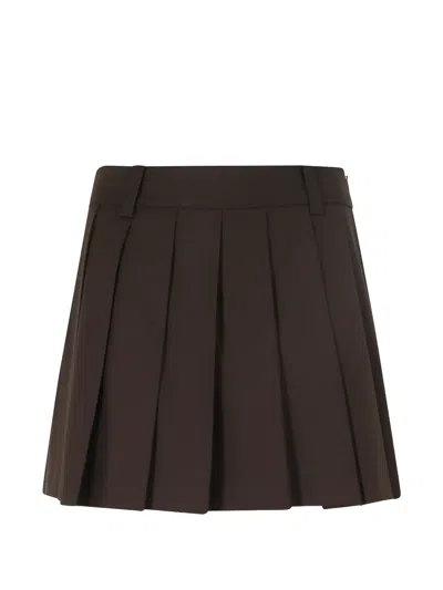 Dunst Pleated Logo-embroidered Short Skirt In Brown