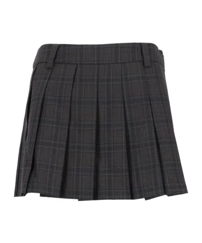 Dunst Pleated Checked Mini Skirt In Gray