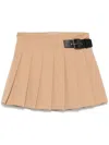 Dunst Beige Skirt With Adjustable Side Belt And Pleated Details In Fabric Woman In Brown