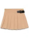 Dunst Beige Skirt With Adjustable Side Belt And Pleated Details In Fabric Woman In Brown