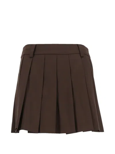 Dunst Pleated Mini Skirt In Brown