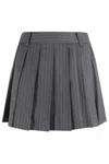 Dunst Pleated Mini Skirt With Pinstripe Weave In Gray