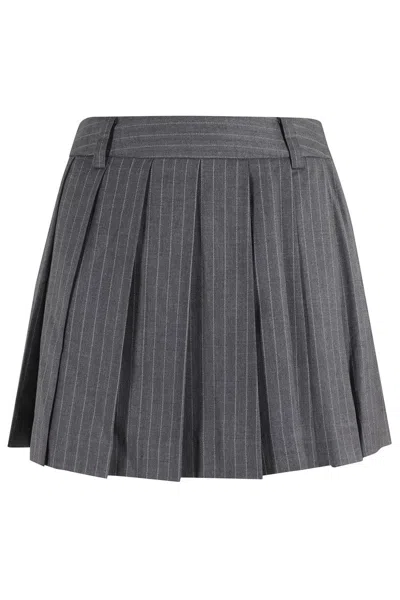 DUNST PLEATED MINI SKIRT WITH PINSTRIPE WEAVE