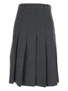 Dunst Grey Pleated Midi Skirt With Belt Loops And Side Concealed Closure In Wool Woman In Gray