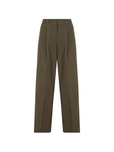 Dunst Pleated Wide-leg Trousers In Green