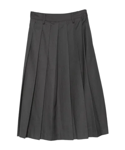 DUNST PLEATS LONG SKIRT IN CHARCOAL GREY