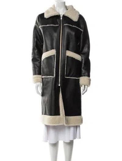 Pre-owned Dunst Pocket Long Shearling Coat Faux Shearling Faux Fur Coat In Black