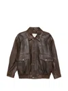 Dunst Brown Oversized Vintage Leather Jacket In Brown