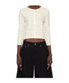 Dunst Pointelle Crewneck Cardigan In Neutral