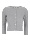 DUNST POINTELLE GREY CREWNECK CARDIGAN WITH FRONT BUTTON CLOSURE IN COTTON WOMAN